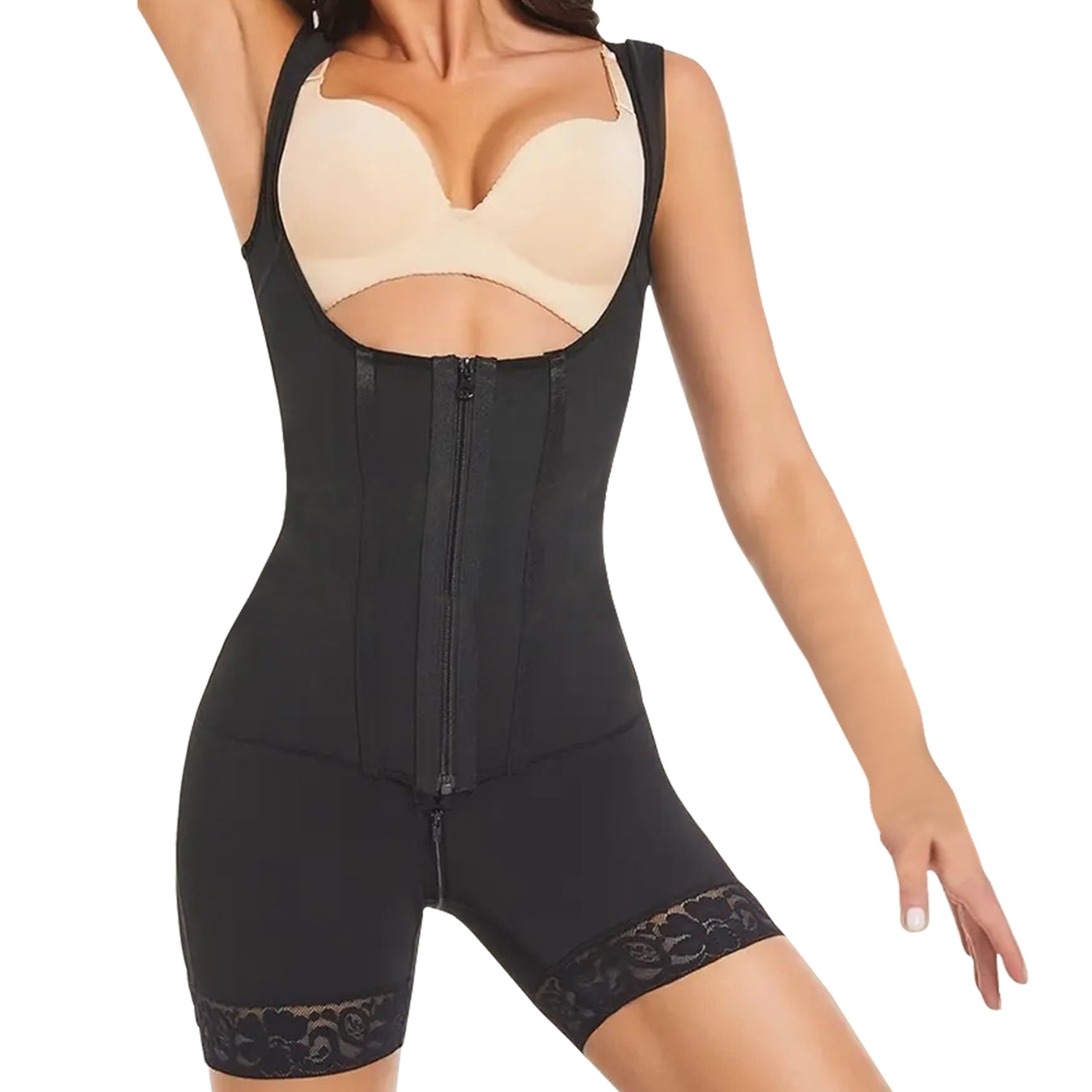 SHAPMAMA™ High Compression Shapewear with Front Zipper and Mid Thigh