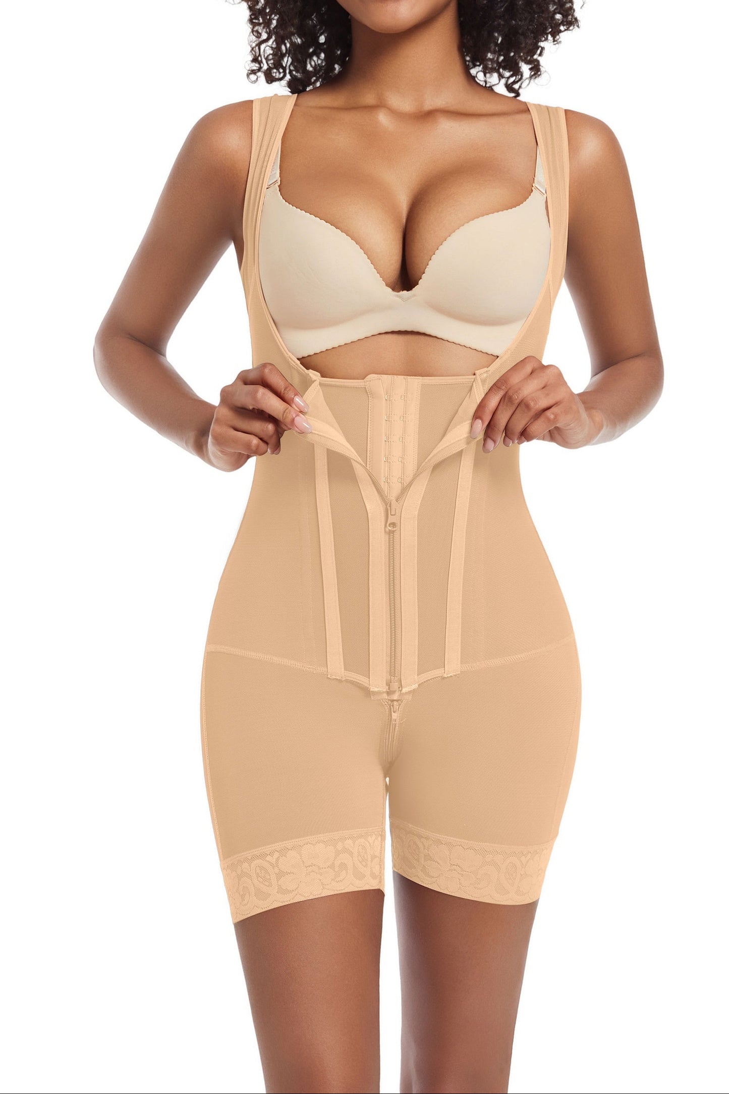SHAPMAMA™ High Compression Shapewear with Front Zipper and Mid Thigh