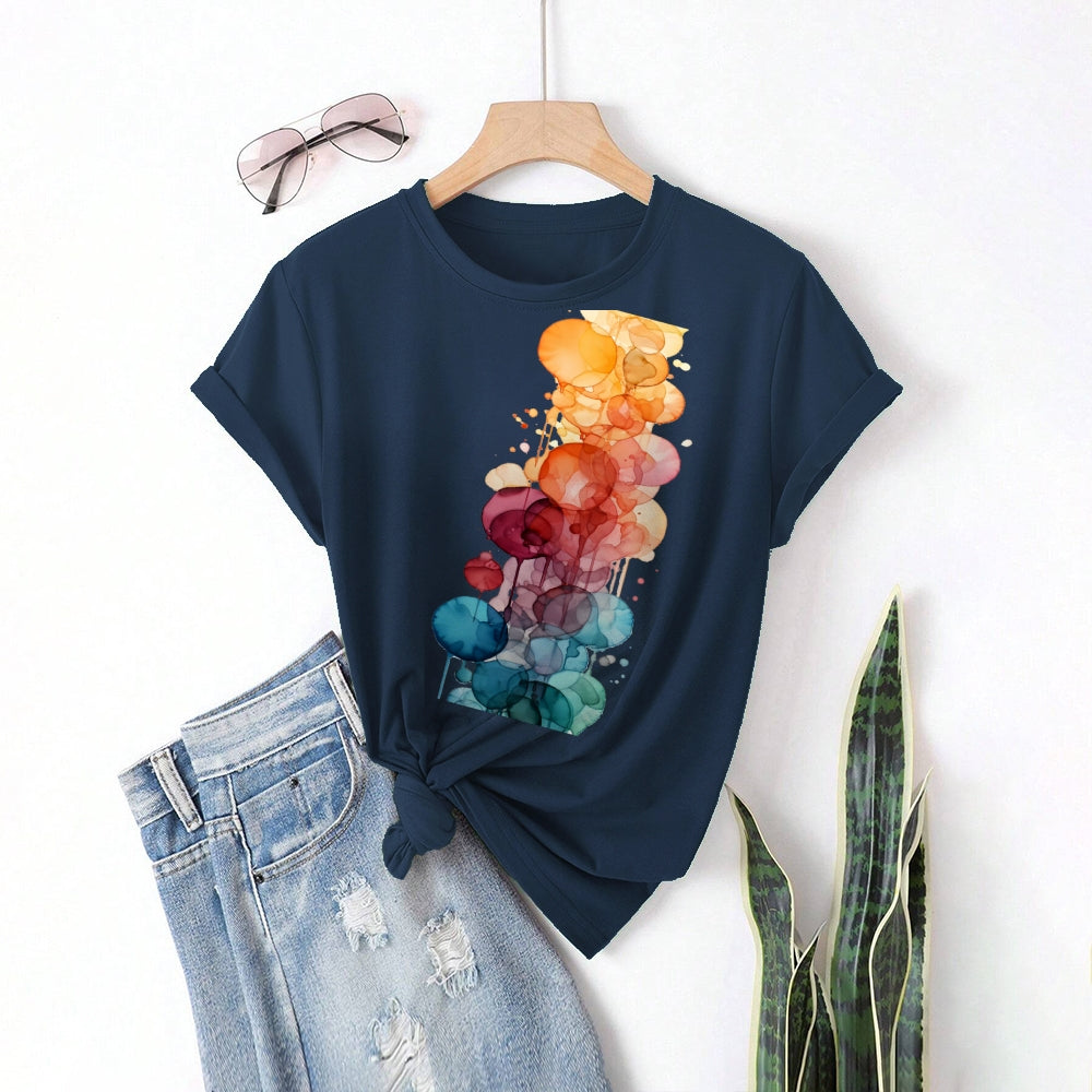 Women Round Neck Short Sleeve Fashion Simple and comfortable Casual Daily T-Shirt - podsforgirl 