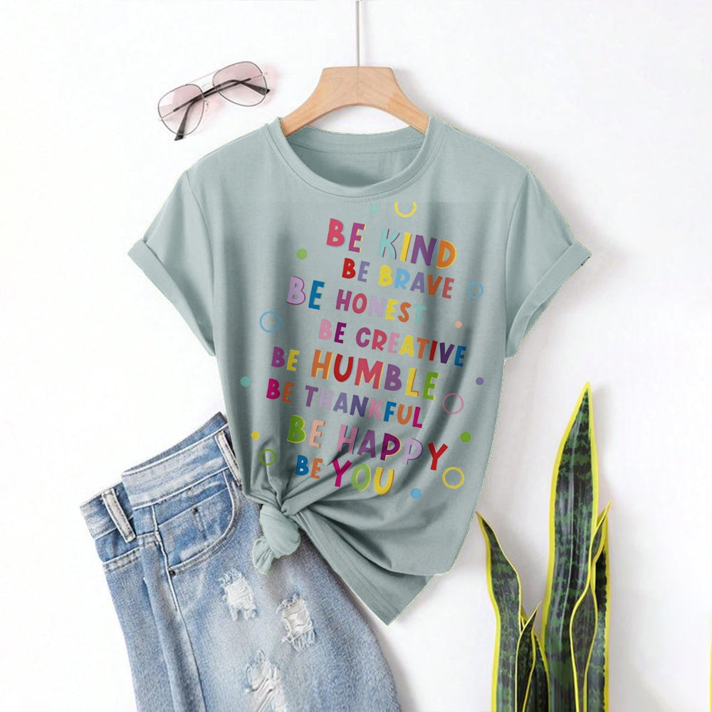 Women Round Neck Short Sleeve Fashion Simple and comfortable Casual Daily T-Shirt - podsforgirl 