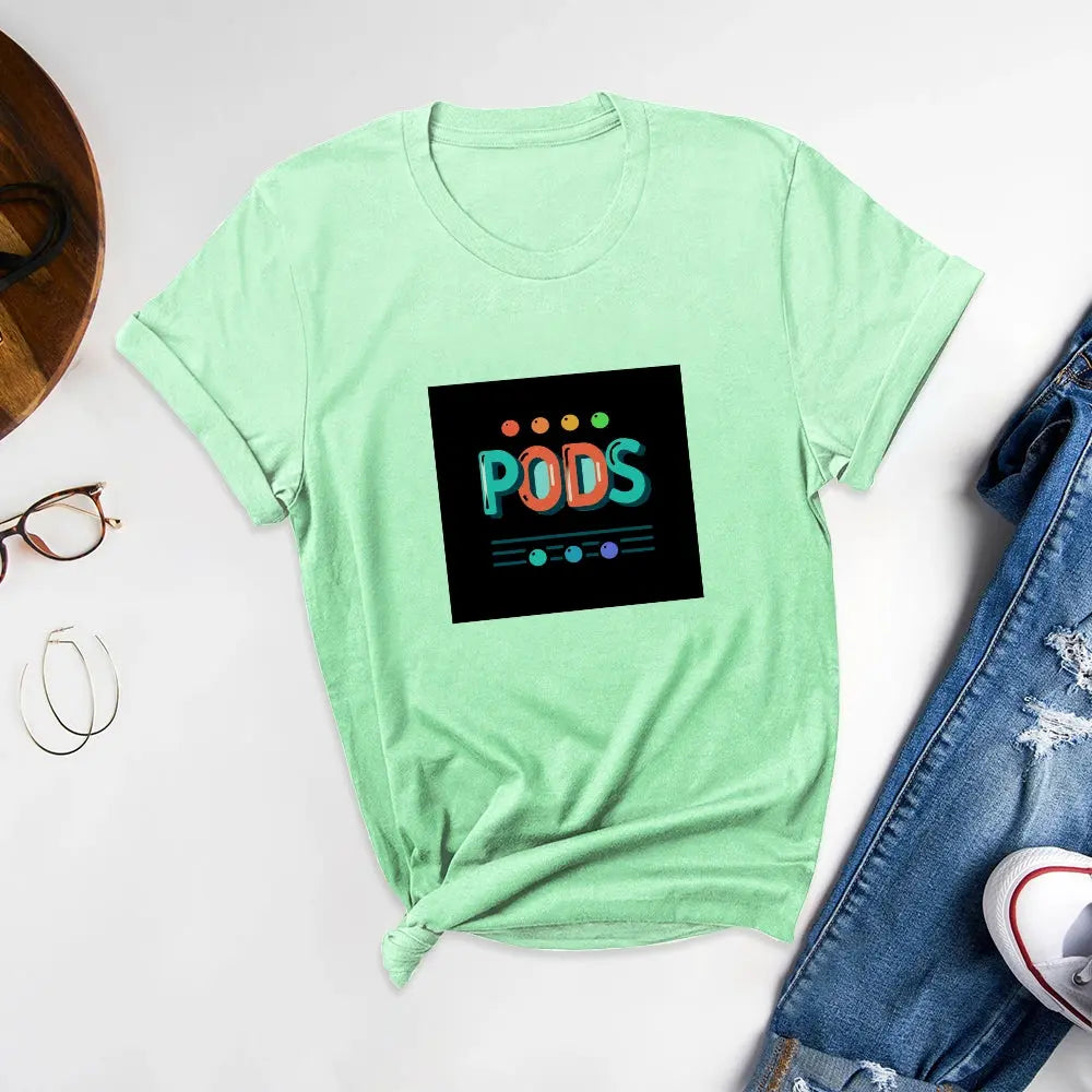 Customizable Printed Round Neck T-shirt, Exclusive Fashion Mark for You - podsforgirl 