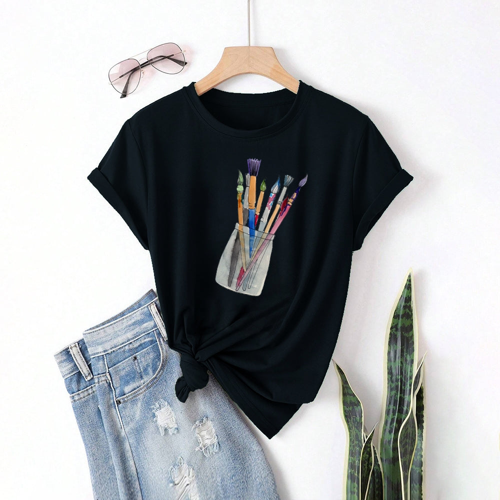 Women Round Neck Short Sleeve Fashion Simple and comfortable Casual Daily T-Shirt - podsforgirl 