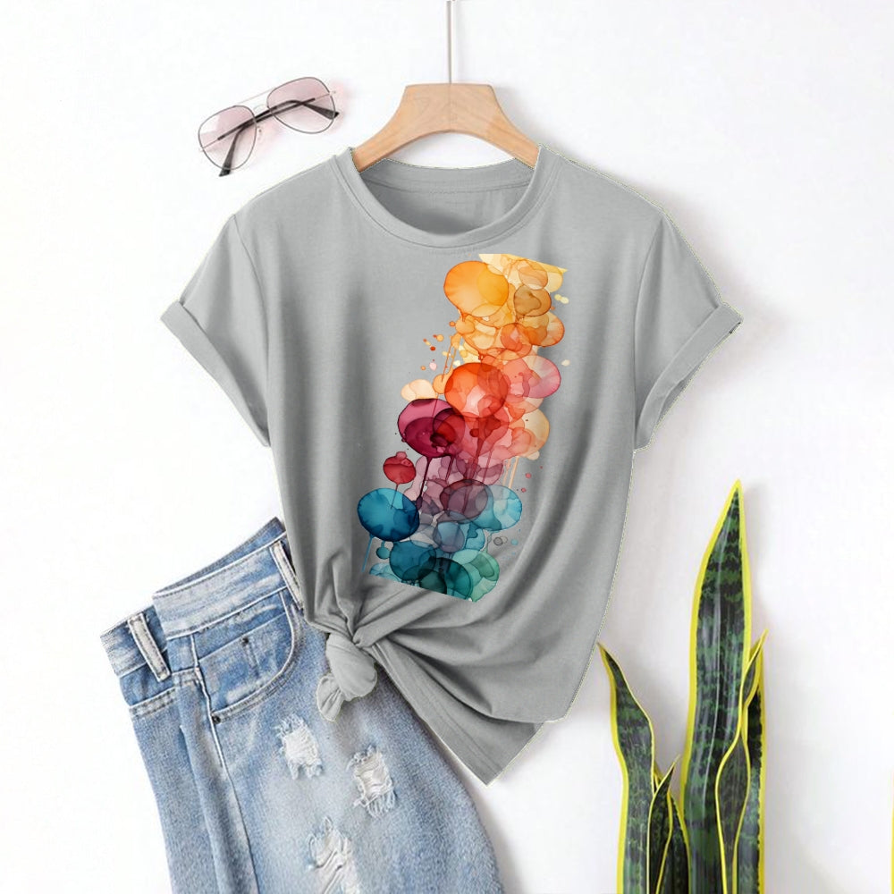 Women Round Neck Short Sleeve Fashion Simple and comfortable Casual Daily T-Shirt - podsforgirl 