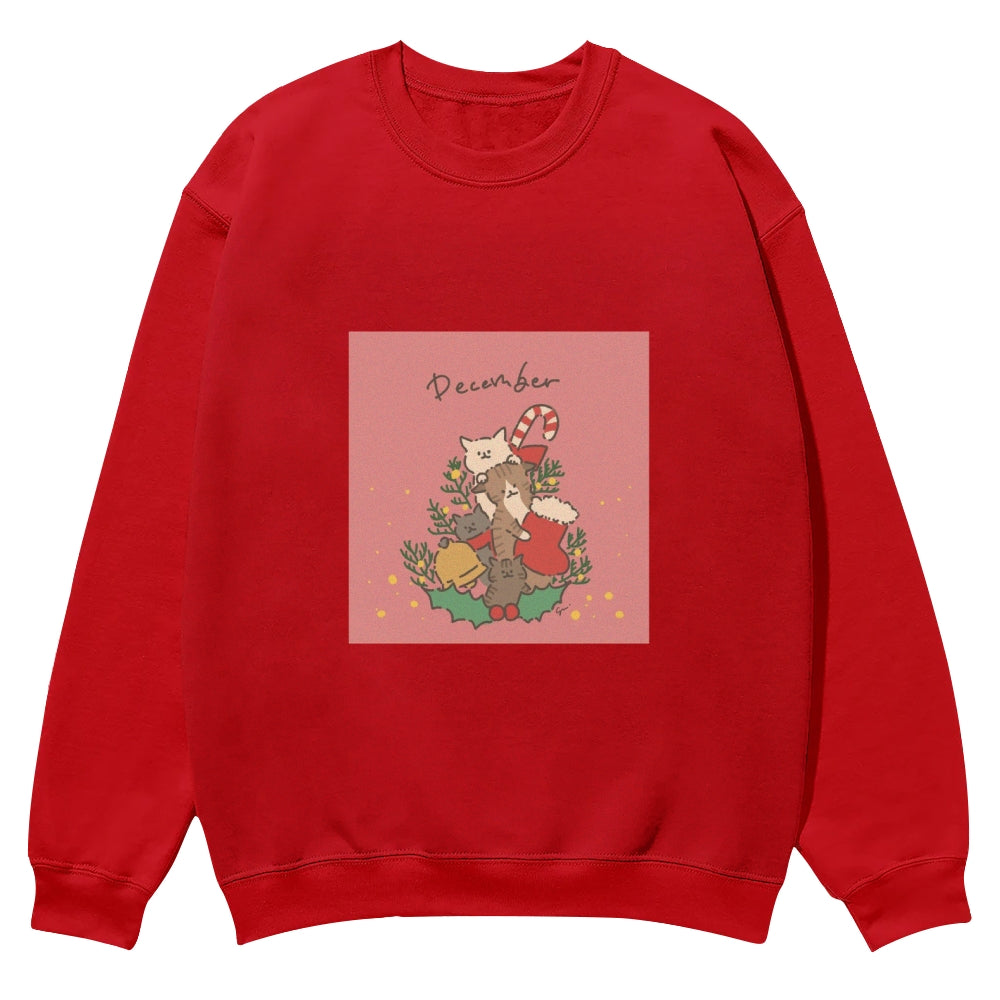 Festive Red Round-Neck Christmas Sweatshirt: Santa's Favorite - podsforgirl 