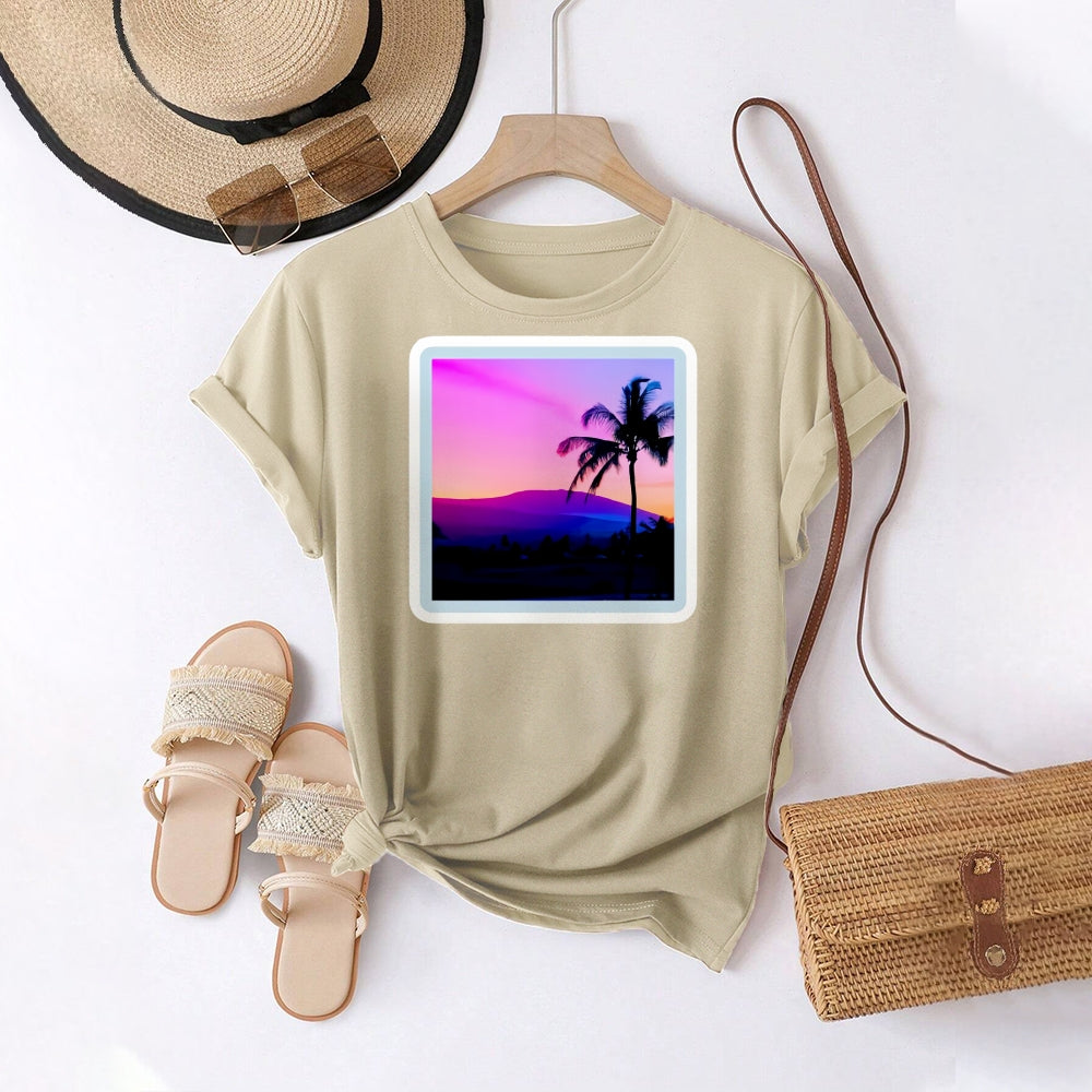 Women Round Neck Short Sleeve Fashion Simple and comfortable Casual Daily T-Shirt - podsforgirl 