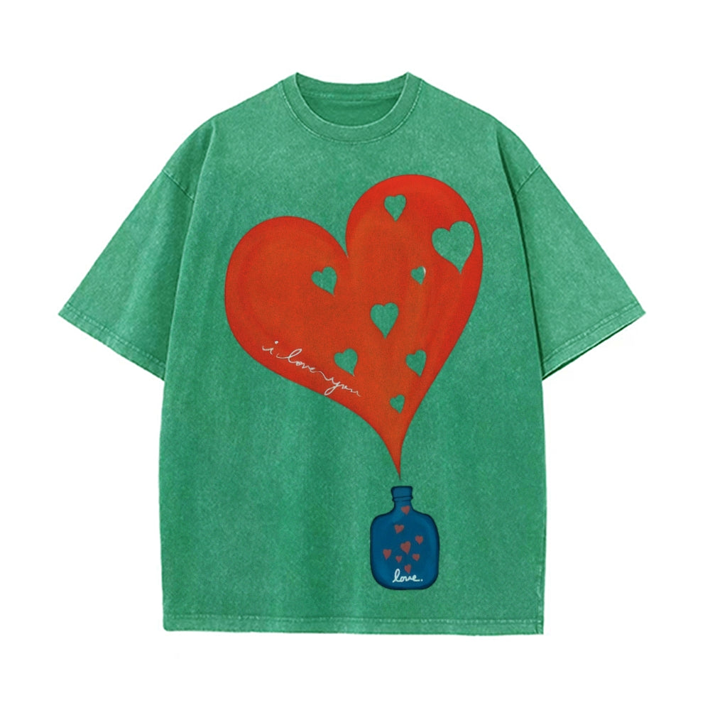 Heartfelt Valentine's Day Couple T-Shirts in Washed Cotton - Podsforgirl