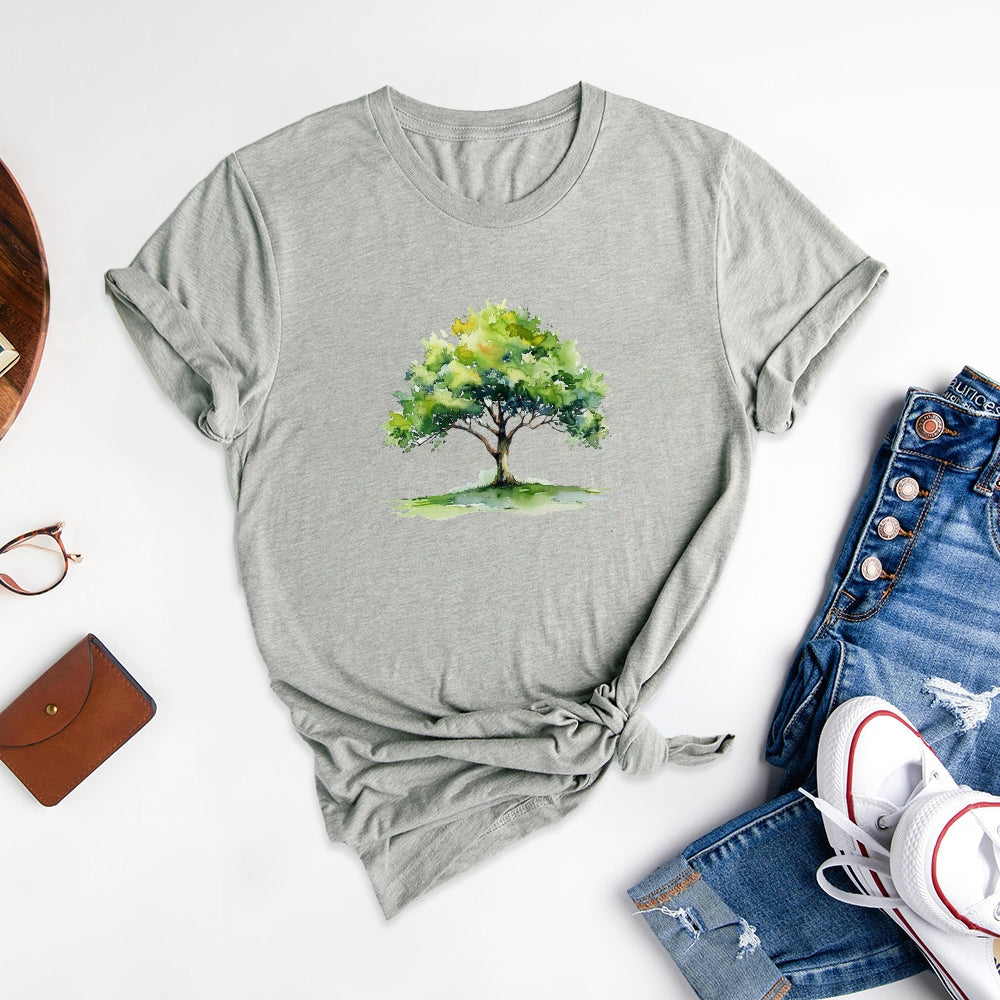 Scenery Printed Round Neck T-Shirts, Appreciate the Beauty of Nature - podsforgirl 