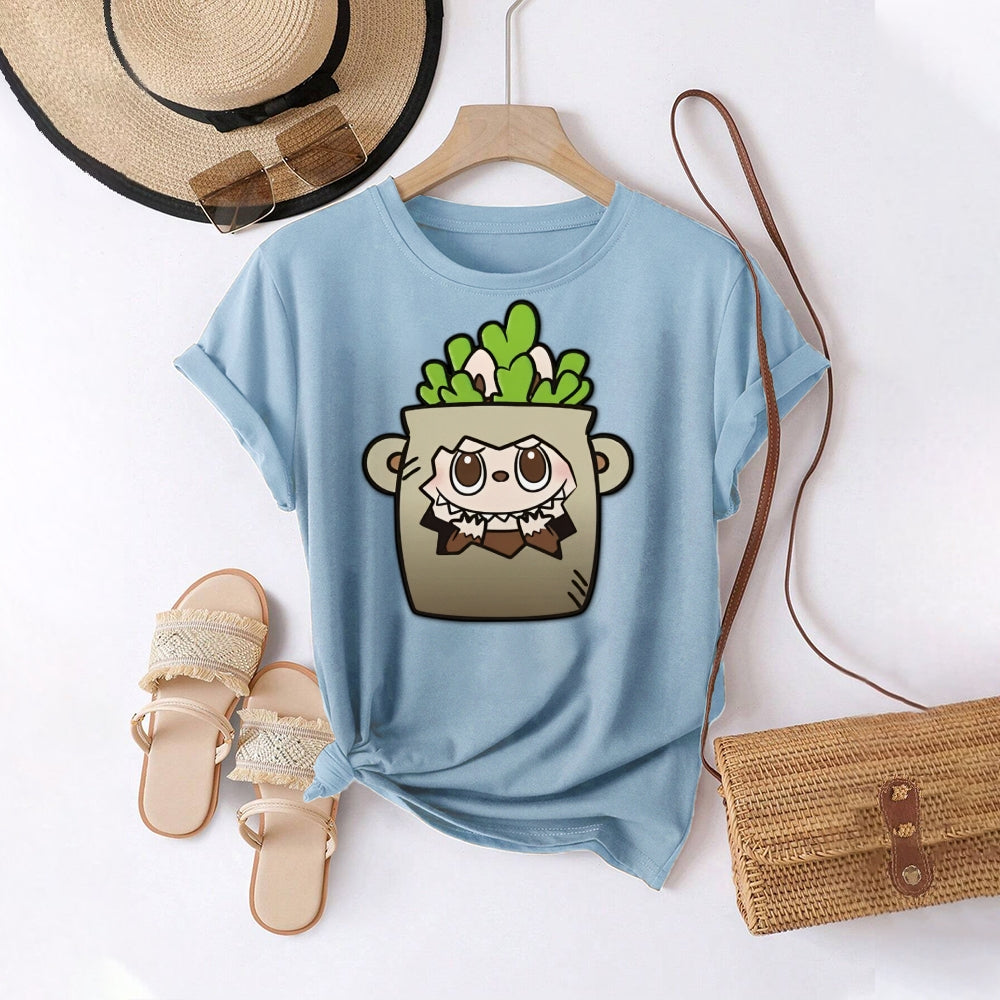 Women Round Neck Short Sleeve Fashion Simple and comfortable Casual Daily T-Shirt - podsforgirl 