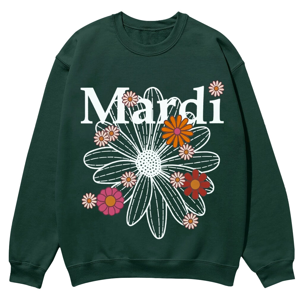 Stylishly Printed Daisy Sweatshirt: Modern Sophistication - podsforgirl 