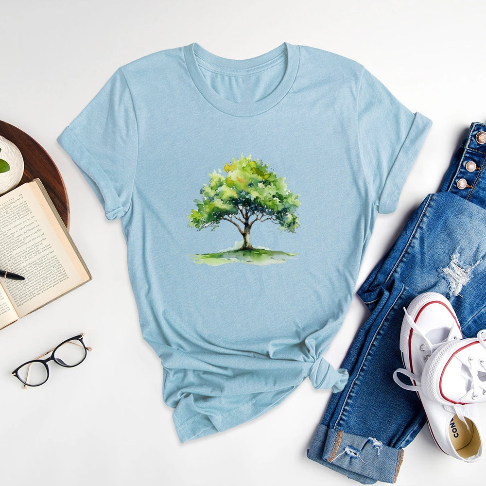 Scenery Printed Round Neck T-Shirts, Appreciate the Beauty of Nature - podsforgirl 