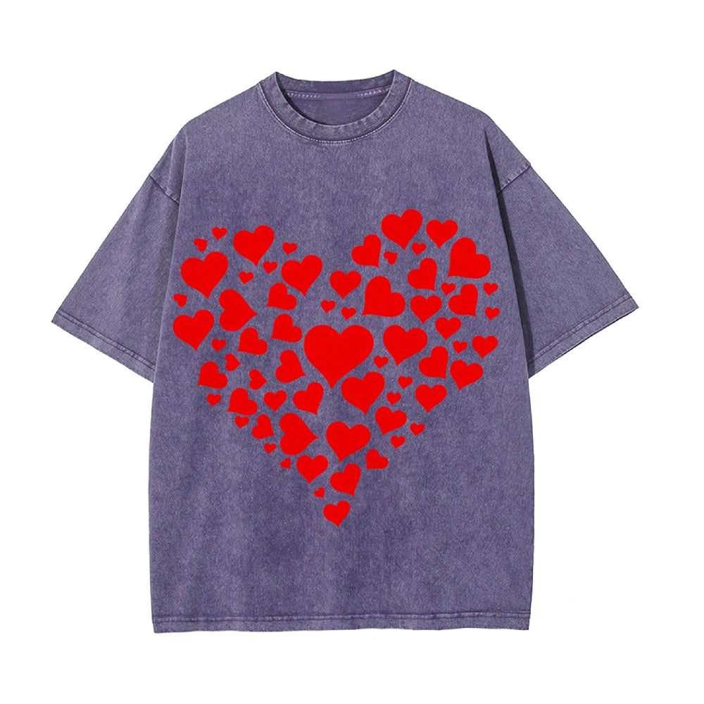 Valentine's Day Couple Heart Print T-Shirt.