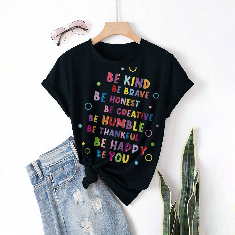 Women Round Neck Short Sleeve Fashion Simple and comfortable Casual Daily T-Shirt - podsforgirl 