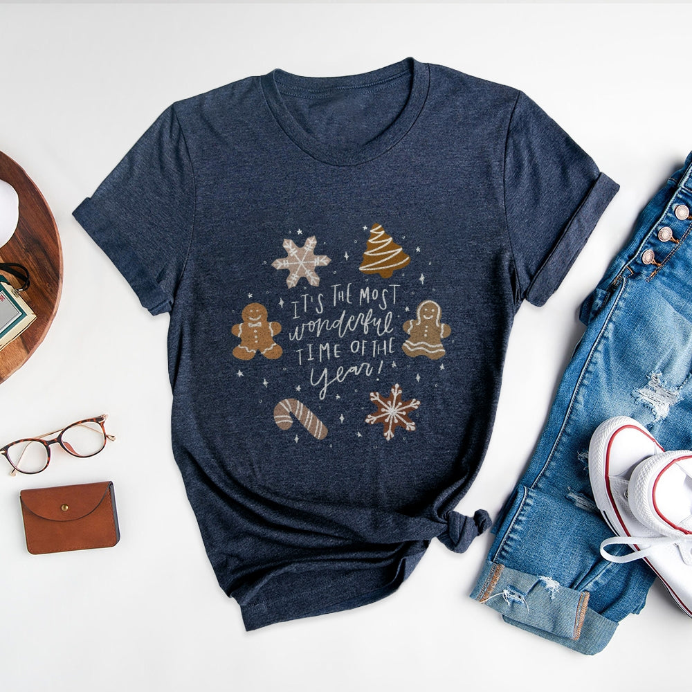 Stylish Christmas Designs Round Neck T-shirt - Step Up Your Festive Look - podsforgirl 