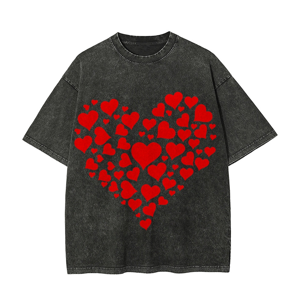 Valentine's Day Couple Heart Print T-Shirt.