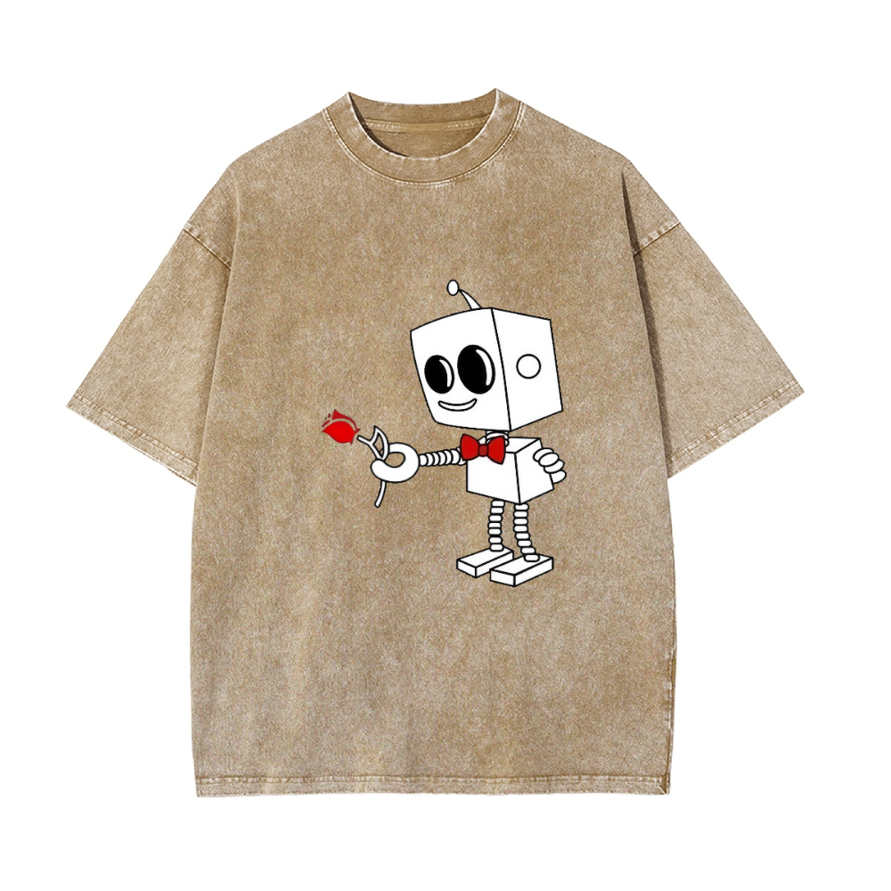 Lovely Robot Matching Couple T-Shirt for Husband Wife, Pure Cotton Matching T-Shirt for Lover