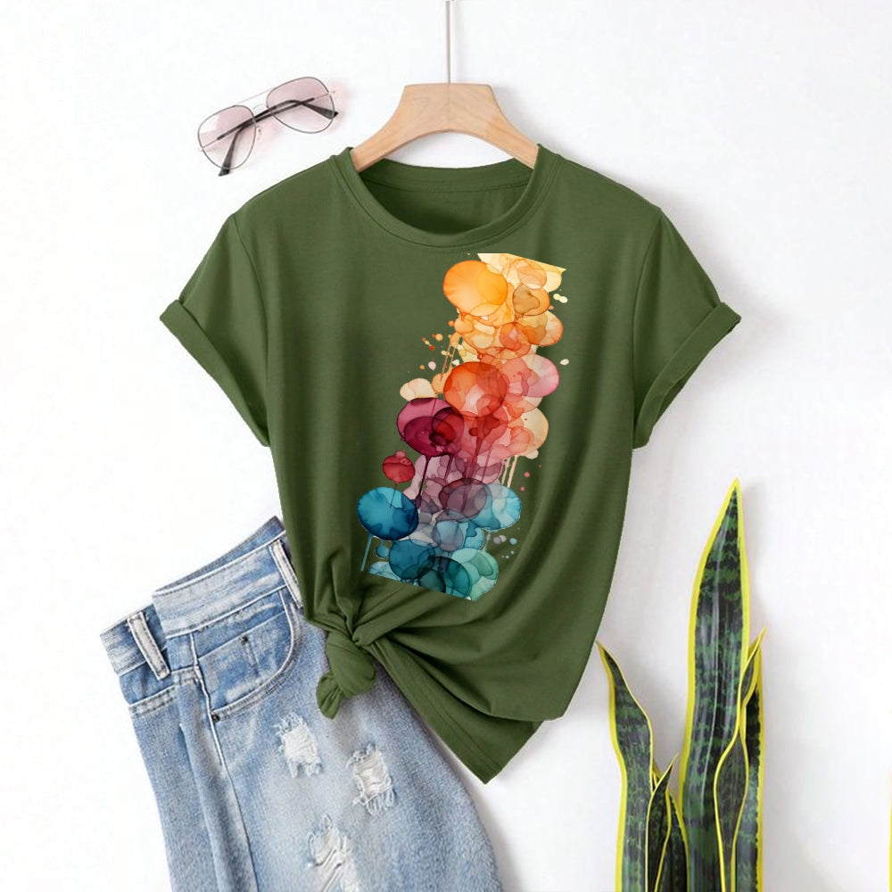 Women Round Neck Short Sleeve Fashion Simple and comfortable Casual Daily T-Shirt - podsforgirl 