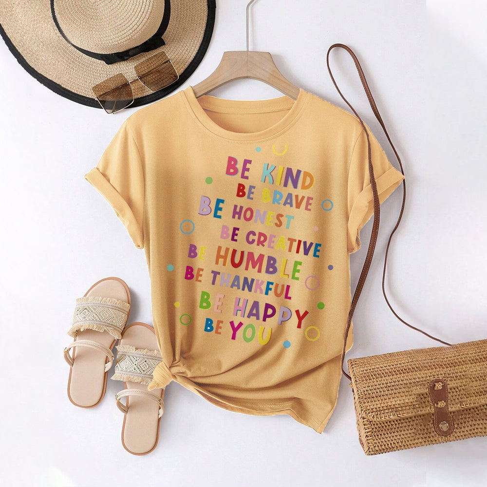 Women Round Neck Short Sleeve Fashion Simple and comfortable Casual Daily T-Shirt - podsforgirl 