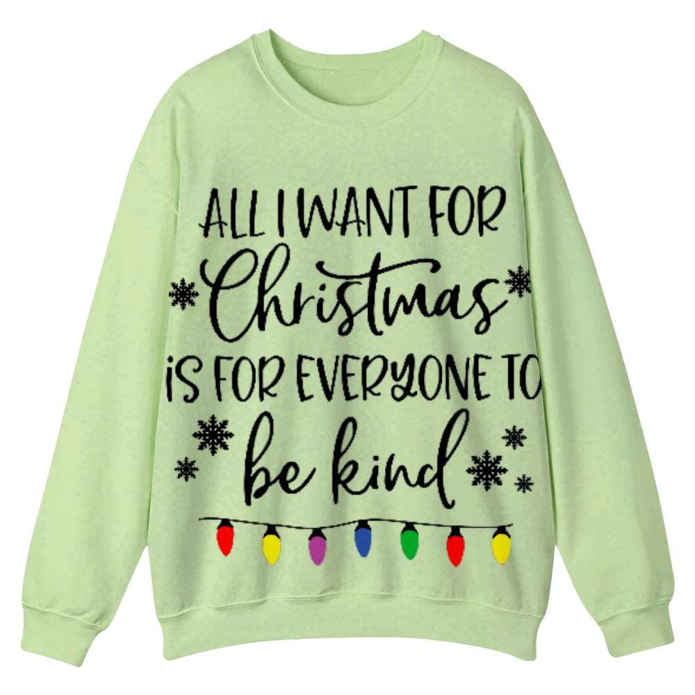 Artistic Christmas Round-Neck Sweatshirt: A Canvas of Holiday Serenity - podsforgirl 