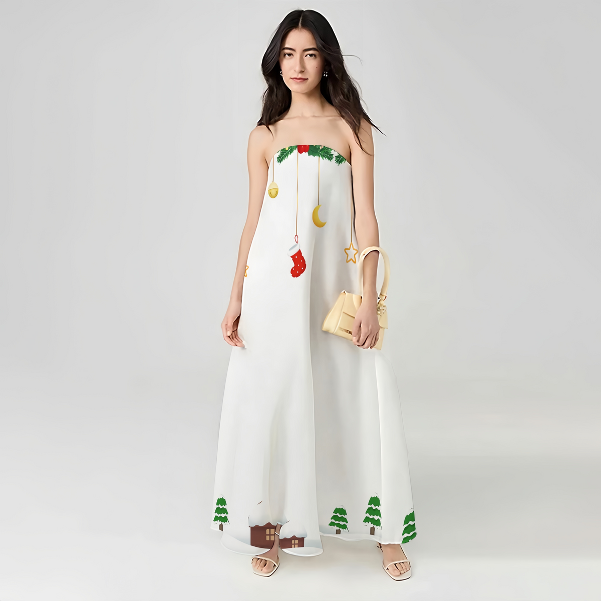 Personality Cotton and Linen Strapless Maxi Dress, Show the Unique Self - podsforgirl 