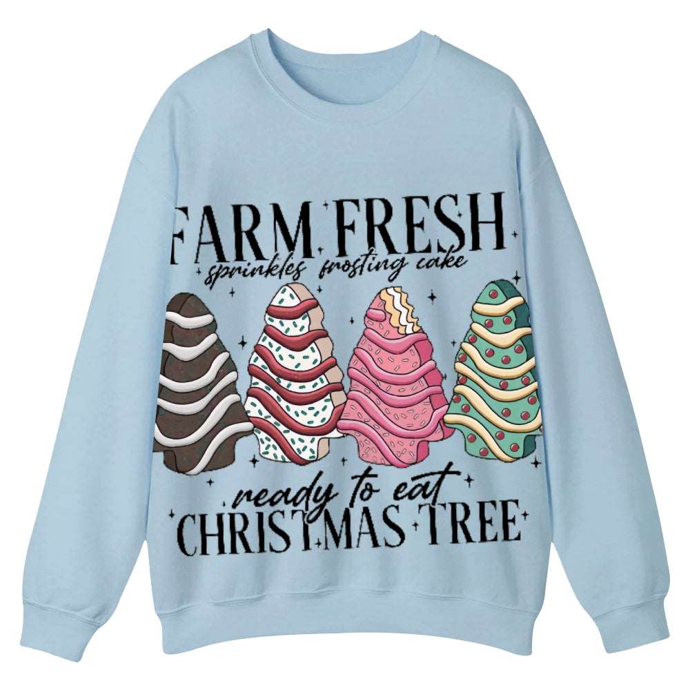 Artistic Christmas Round-Neck Sweatshirt: A Canvas of Holiday Serenity - podsforgirl 