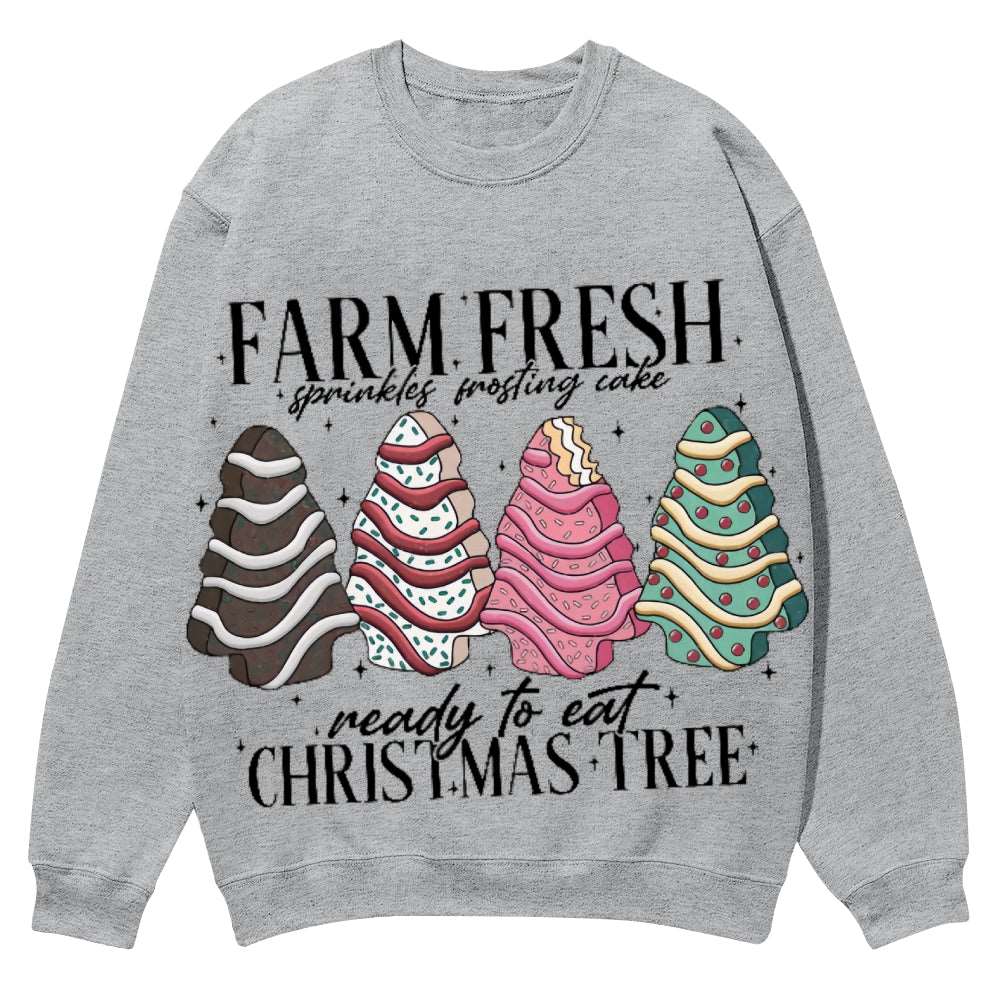 Artistic Christmas Round-Neck Sweatshirt: A Canvas of Holiday Serenity - podsforgirl 