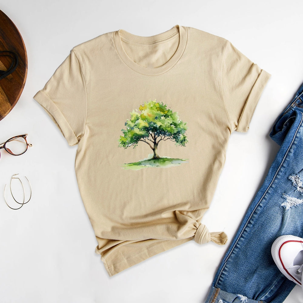 Scenery Printed Round Neck T-Shirts, Appreciate the Beauty of Nature - podsforgirl 