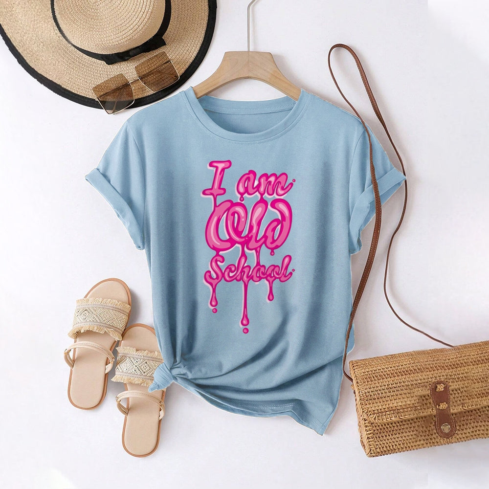 Women Round Neck Short Sleeve Fashion Simple and comfortable Casual Daily T-Shirt - podsforgirl 