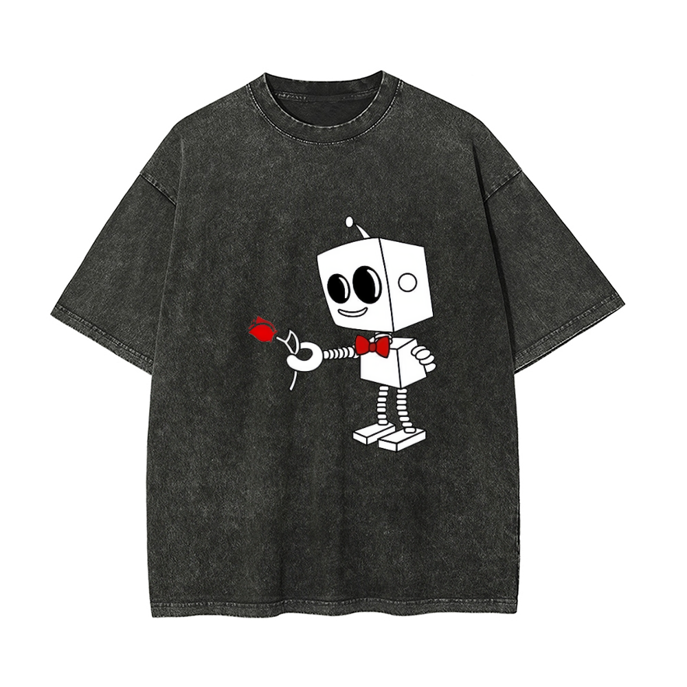 Lovely Robot Matching Couple T-Shirt for Husband Wife, Pure Cotton Matching T-Shirt for Lover