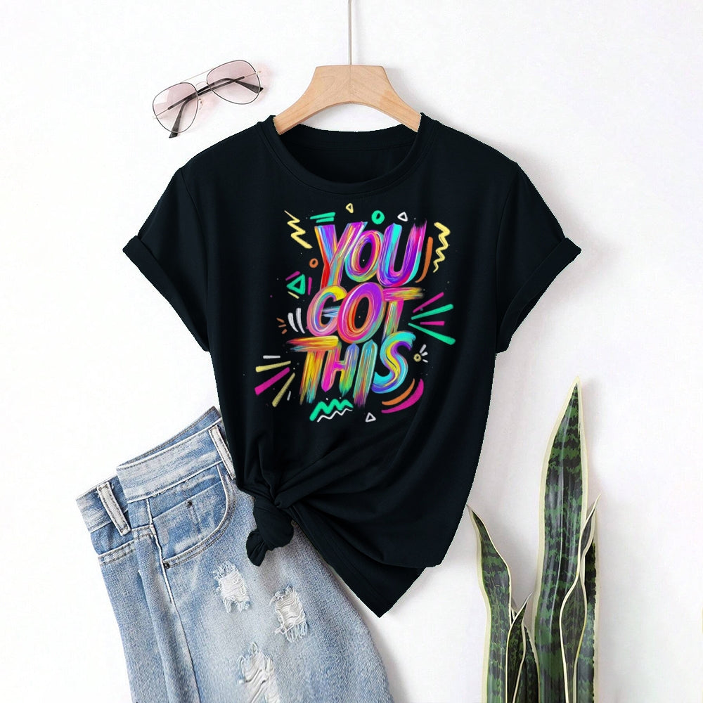 Women Round Neck Short Sleeve Fashion Simple and comfortable Casual Daily T-Shirt - podsforgirl 