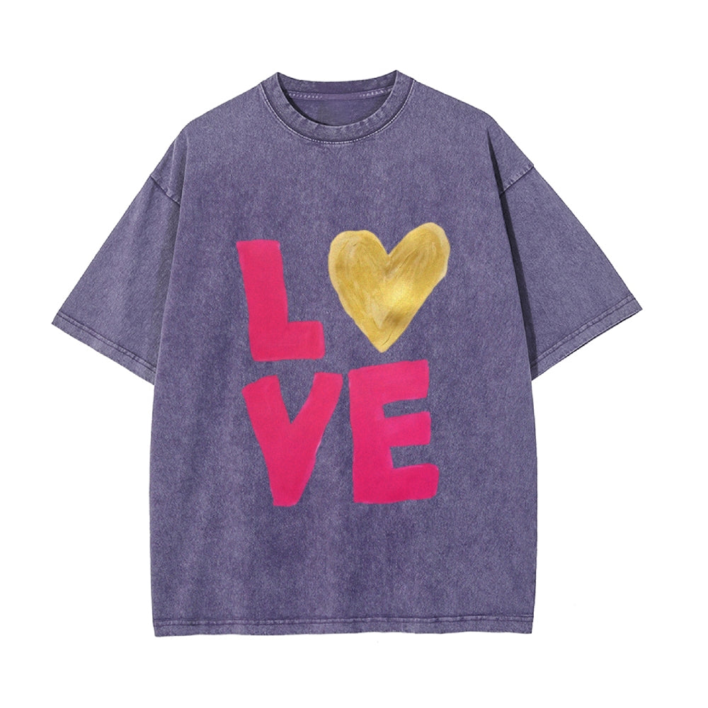 Cute and Comfy Water-Washed Valentine's Day Couple T-Shirts