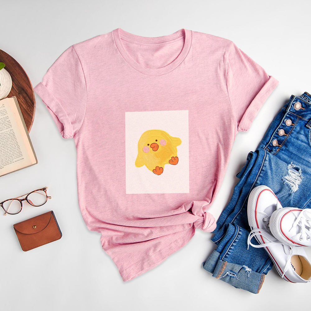 Cute Printed Round Neck T-Shirts, Wake Up Childlike Joy - podsforgirl 