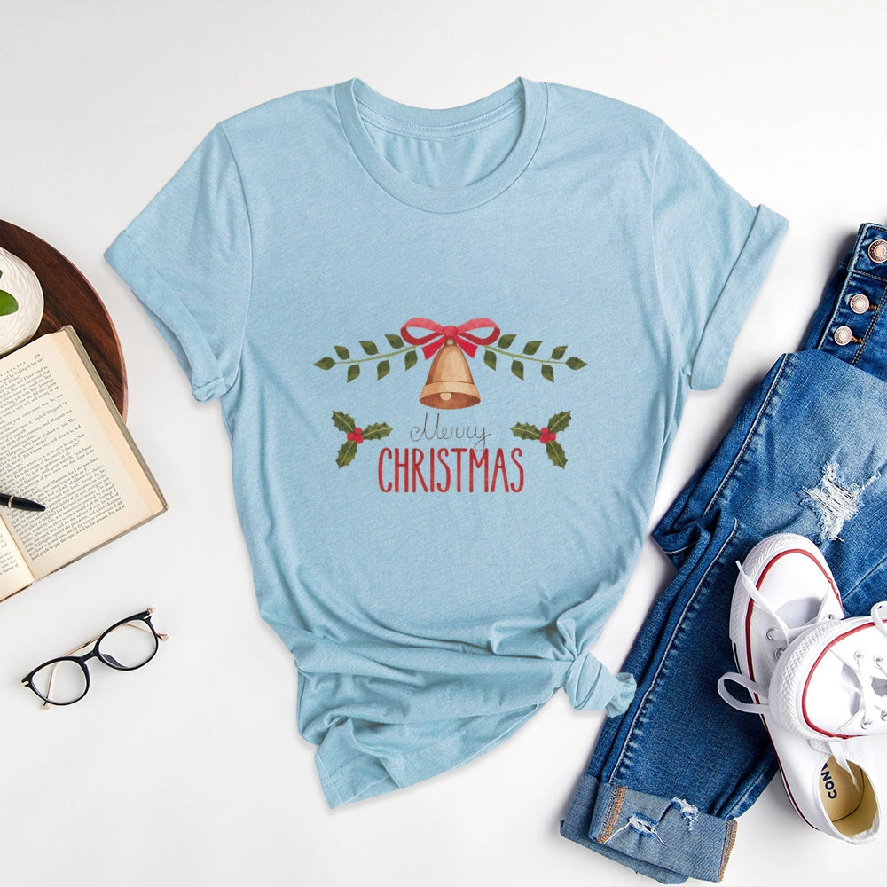 Cute Christmas Patterns Round Neck T-shirt - Adorable Holiday Attire - podsforgirl 