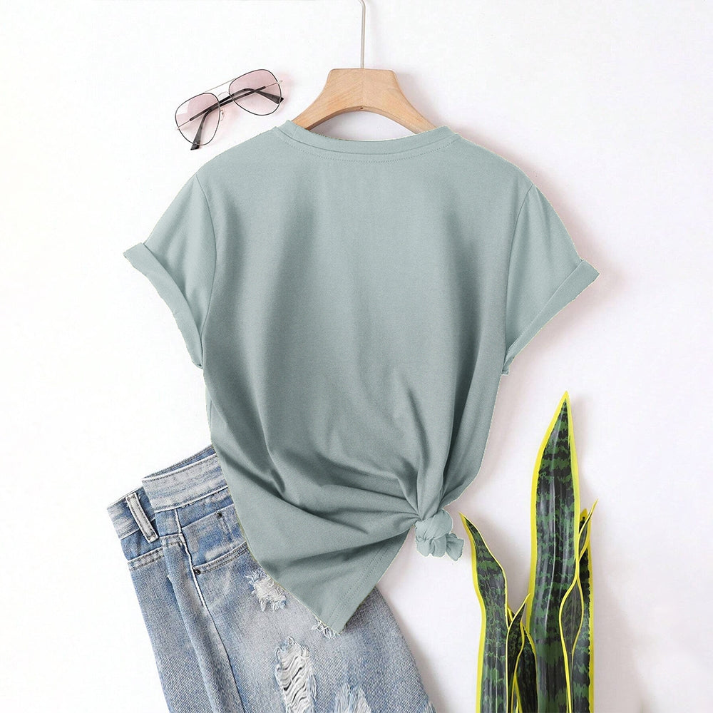 Women Round Neck Short Sleeve Fashion Simple and comfortable Casual Daily T-Shirt - podsforgirl 