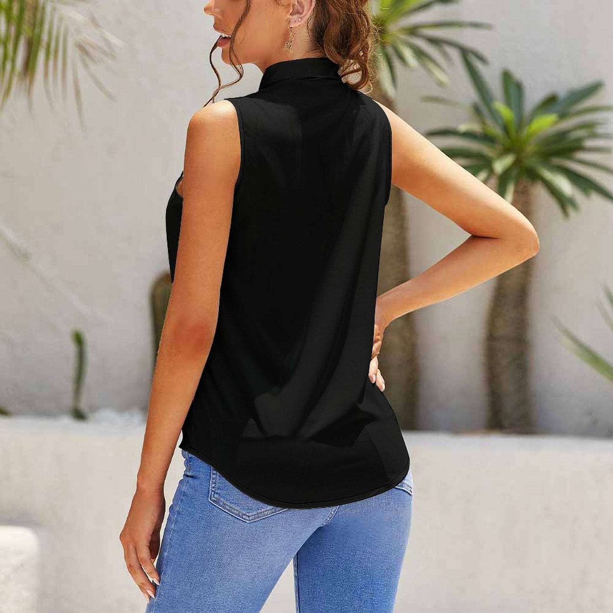 Trendy Sleeveless Tie-Knot Shirt for Women - Effortless Chic.