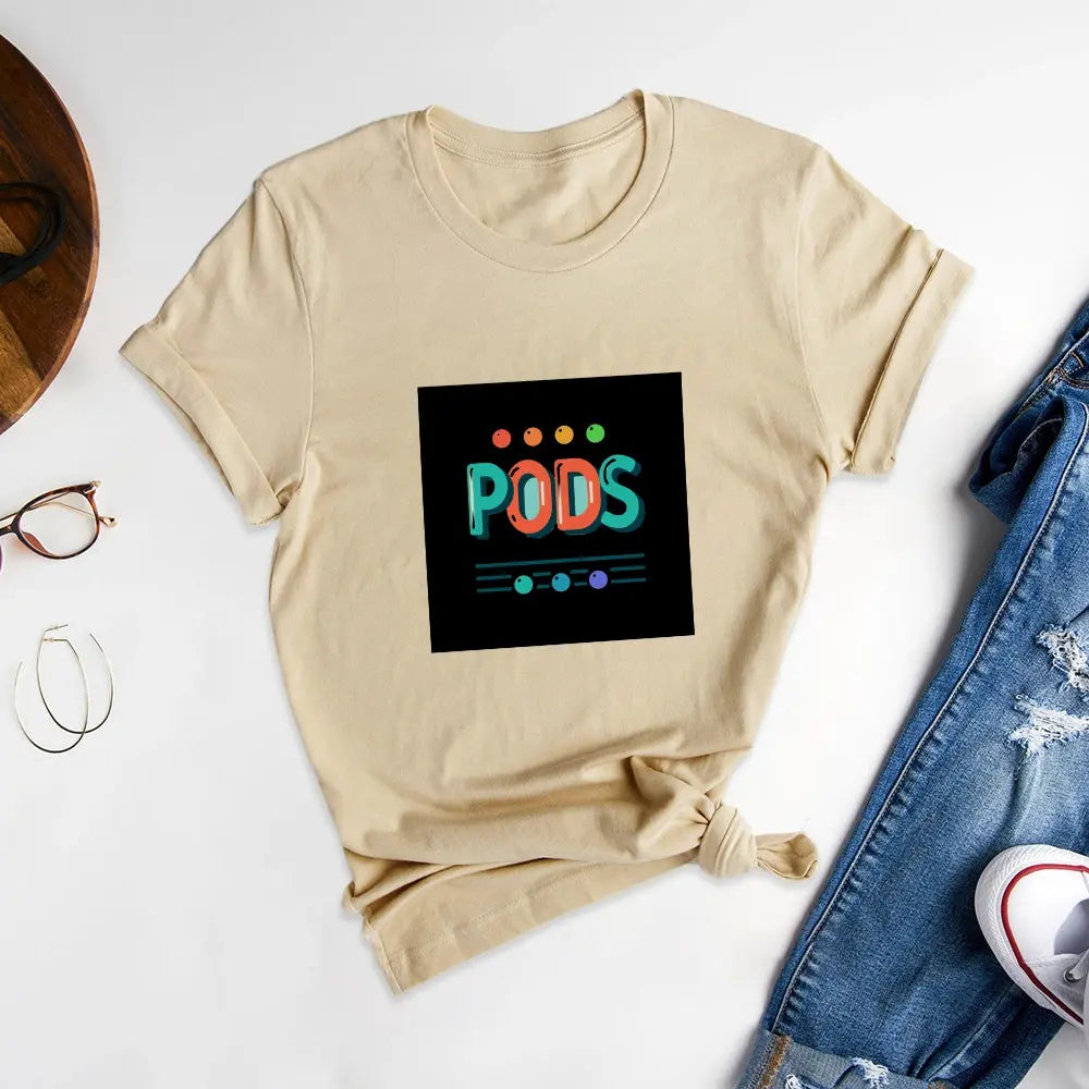 Customizable Printed Round Neck T-shirt, Exclusive Fashion Mark for You - podsforgirl 