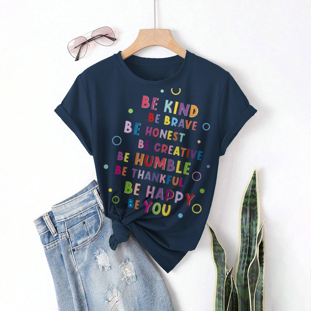 Women Round Neck Short Sleeve Fashion Simple and comfortable Casual Daily T-Shirt - podsforgirl 