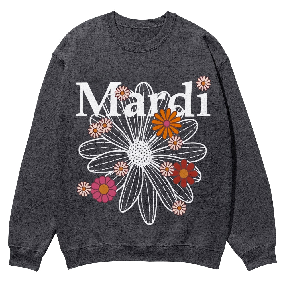 Stylishly Printed Daisy Sweatshirt: Modern Sophistication - podsforgirl 