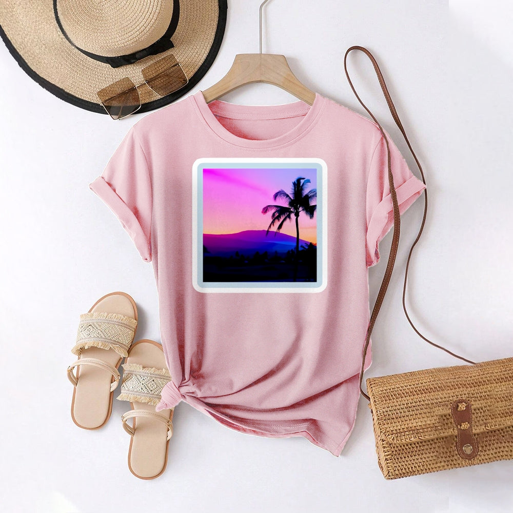 Women Round Neck Short Sleeve Fashion Simple and comfortable Casual Daily T-Shirt - podsforgirl 