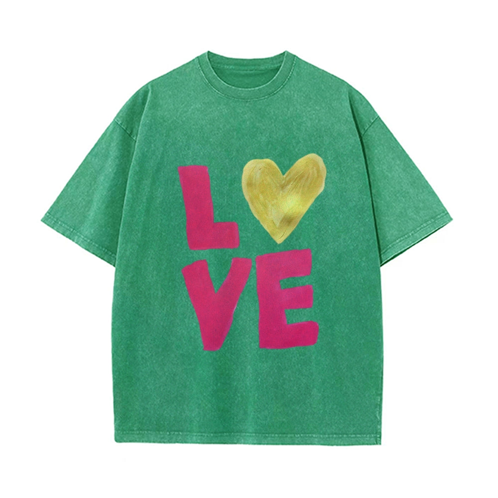 Cute and Comfy Water-Washed Valentine's Day Couple T-Shirts