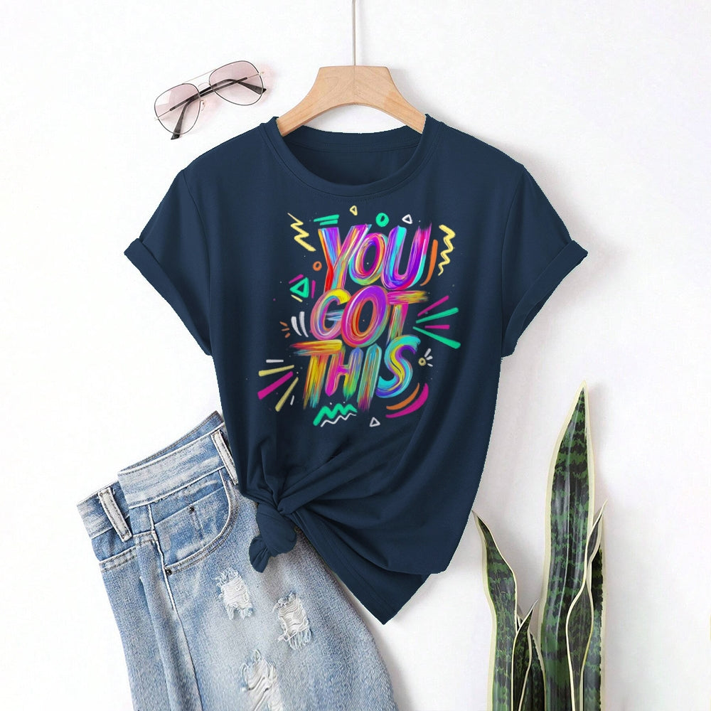 Women Round Neck Short Sleeve Fashion Simple and comfortable Casual Daily T-Shirt - podsforgirl 