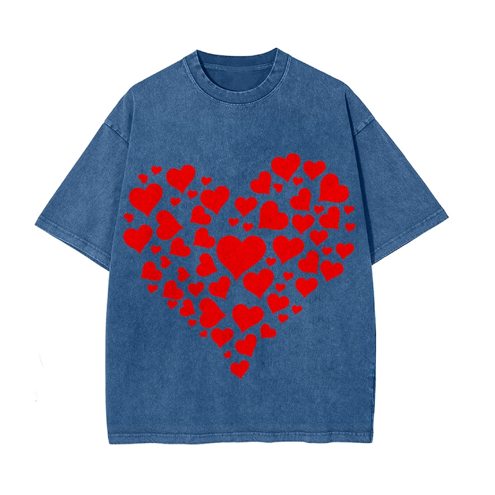 Valentine's Day Couple Heart Print T-Shirt.