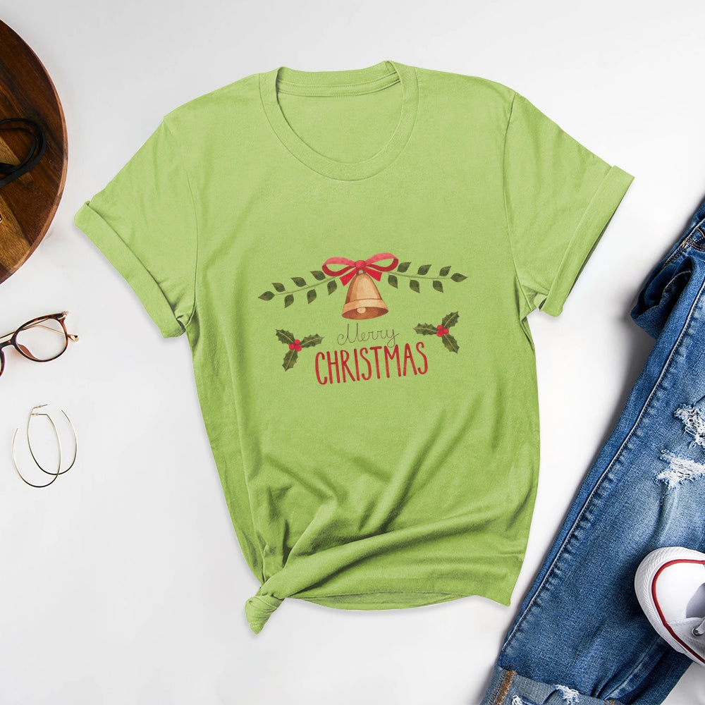 Cute Christmas Patterns Round Neck T-shirt - Adorable Holiday Attire - podsforgirl 