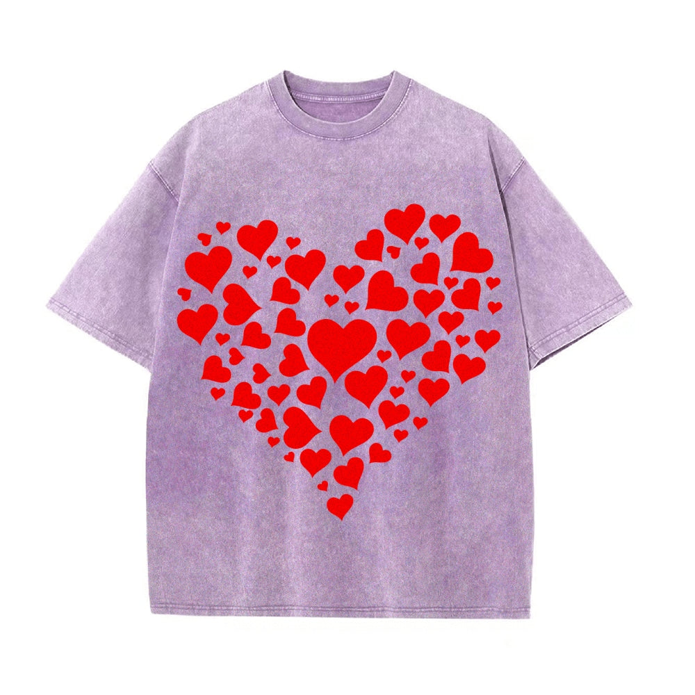 Valentine's Day Couple Heart Print T-Shirt.