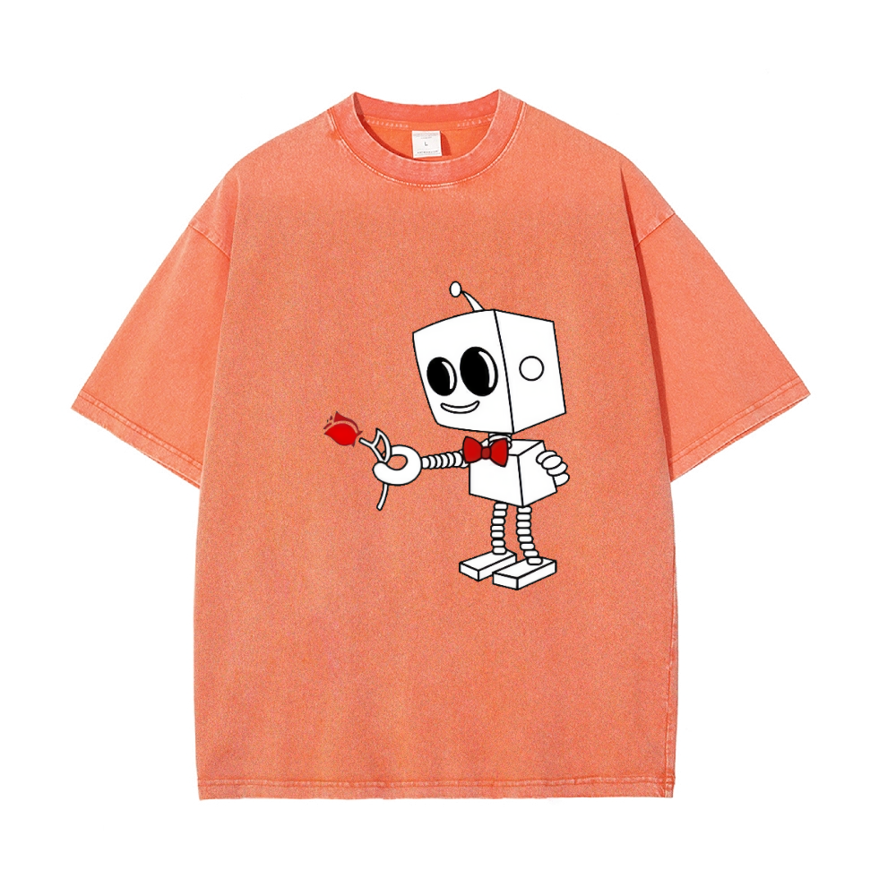 Lovely Robot Matching Couple T-Shirt for Husband Wife, Pure Cotton Matching T-Shirt for Lover