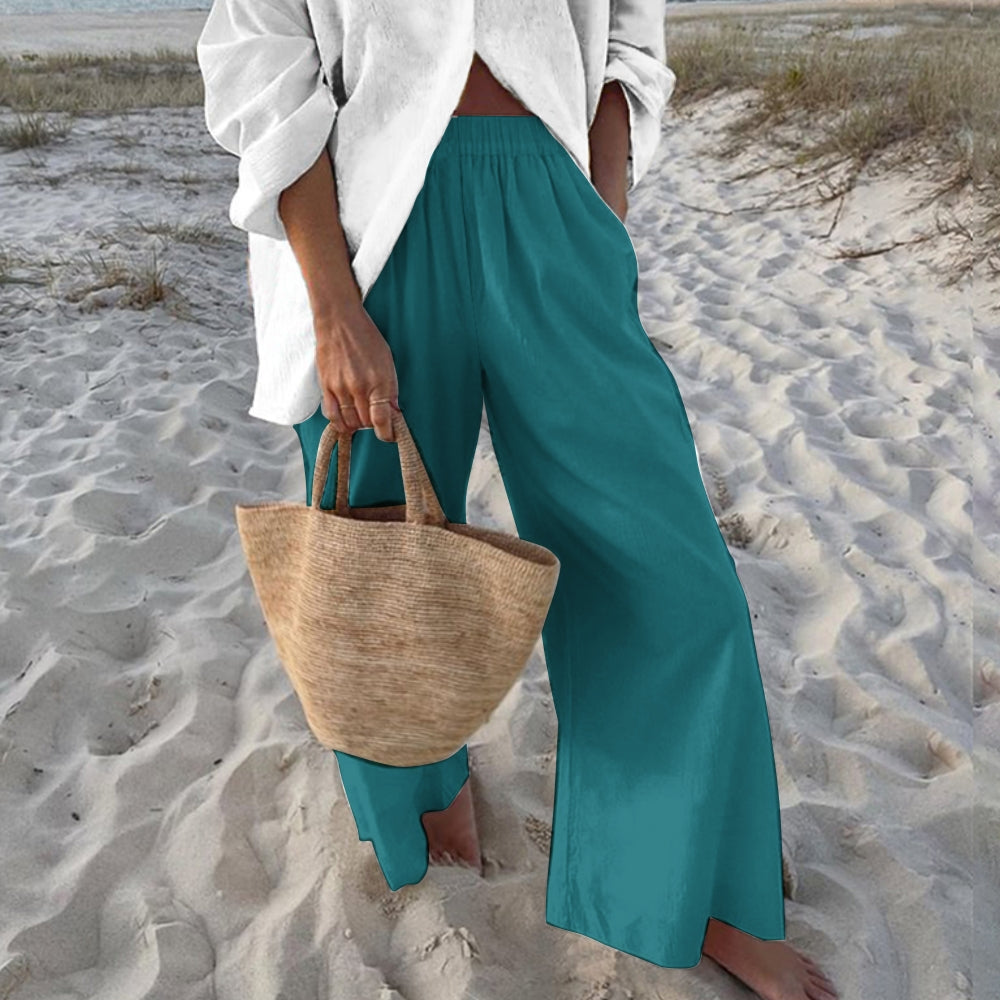 Stylishly Sophisticated Linglong Linen Drop-Shoulder Long Sleeve Pant Set - podsforgirl 