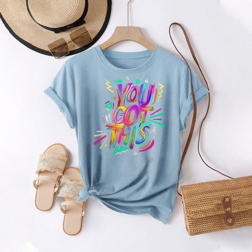 Women Round Neck Short Sleeve Fashion Simple and comfortable Casual Daily T-Shirt - podsforgirl 