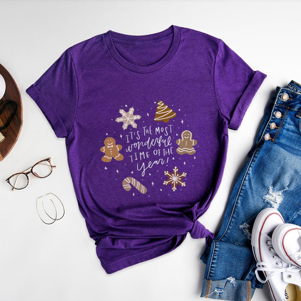 Stylish Christmas Designs Round Neck T-shirt - Step Up Your Festive Look - podsforgirl 