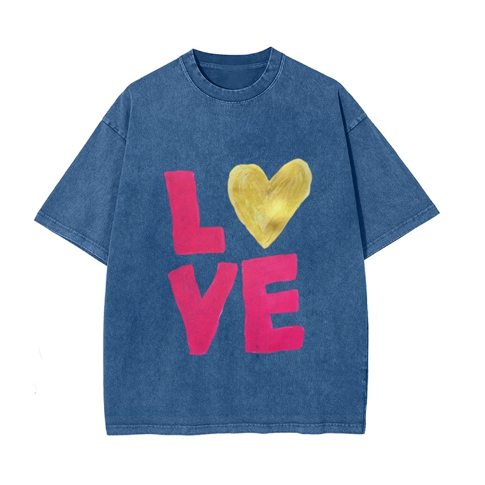 Cute and Comfy Water-Washed Valentine's Day Couple T-Shirts