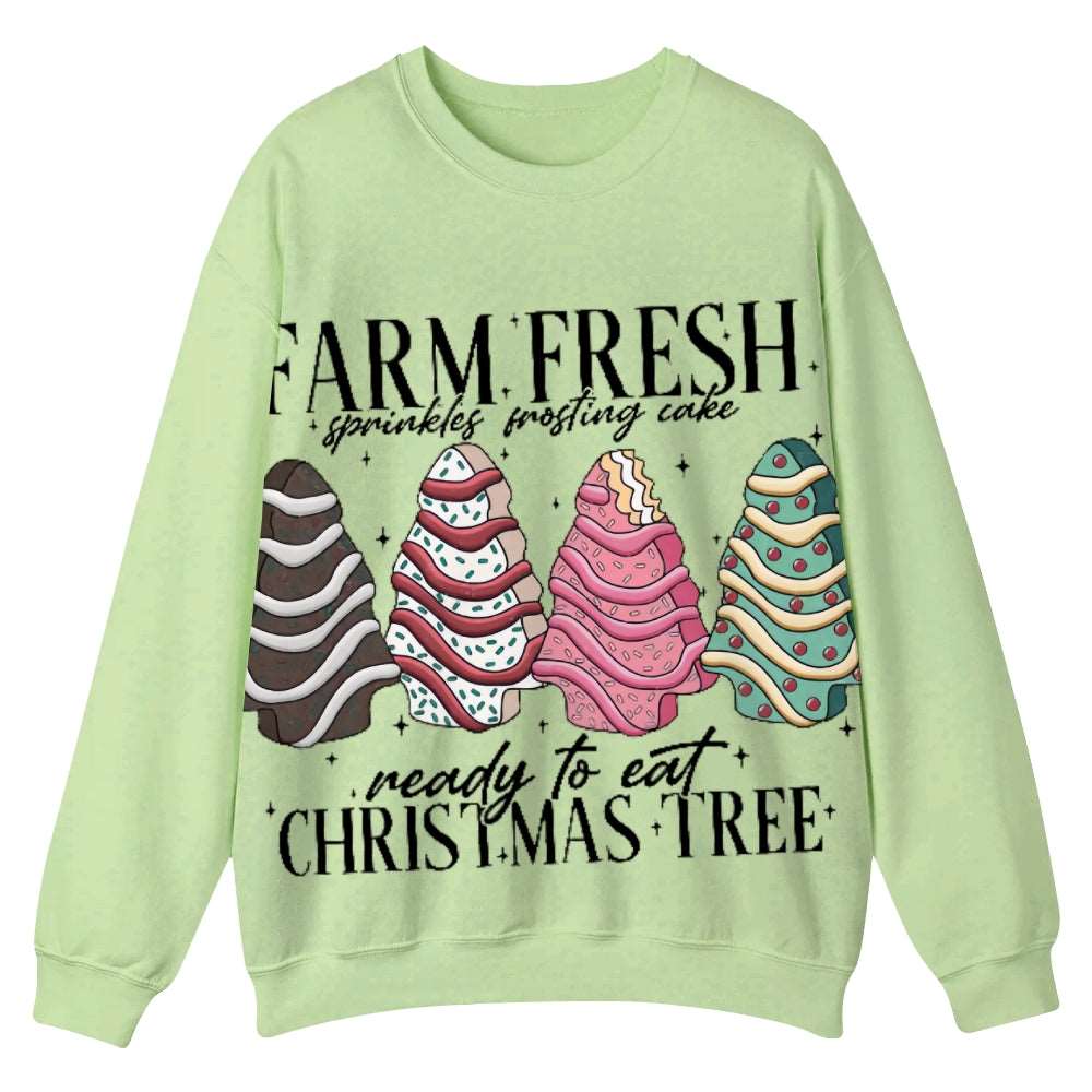 Artistic Christmas Round-Neck Sweatshirt: A Canvas of Holiday Serenity - podsforgirl 