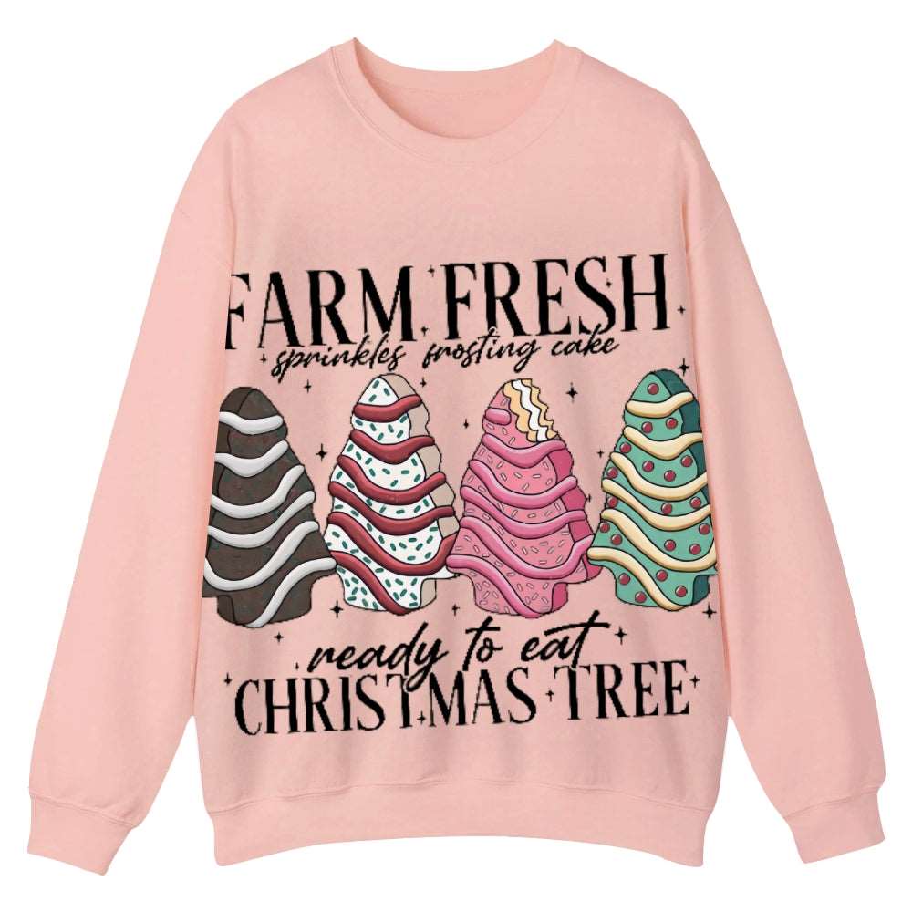 Artistic Christmas Round-Neck Sweatshirt: A Canvas of Holiday Serenity - podsforgirl 